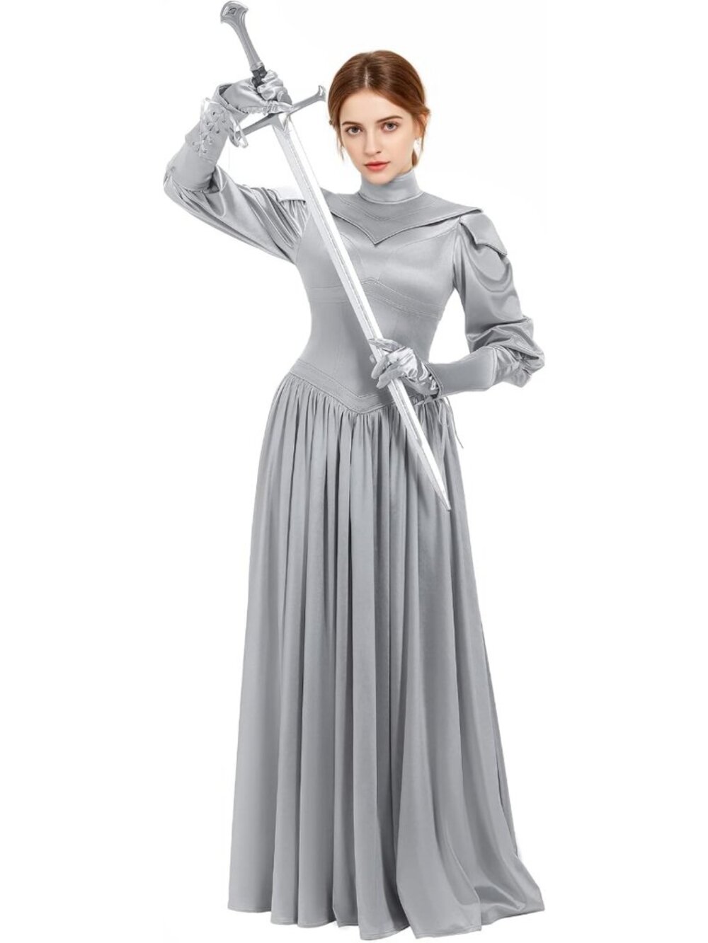 Medieval Knight Dress Set for Women | Renaissance Costume with Gloves & Armor - Picture 2 of 8